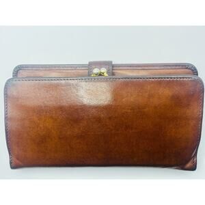 Vintage Coach Water Buffalo Framed Kisslock Wallet Clutch Coin Pouch Leather